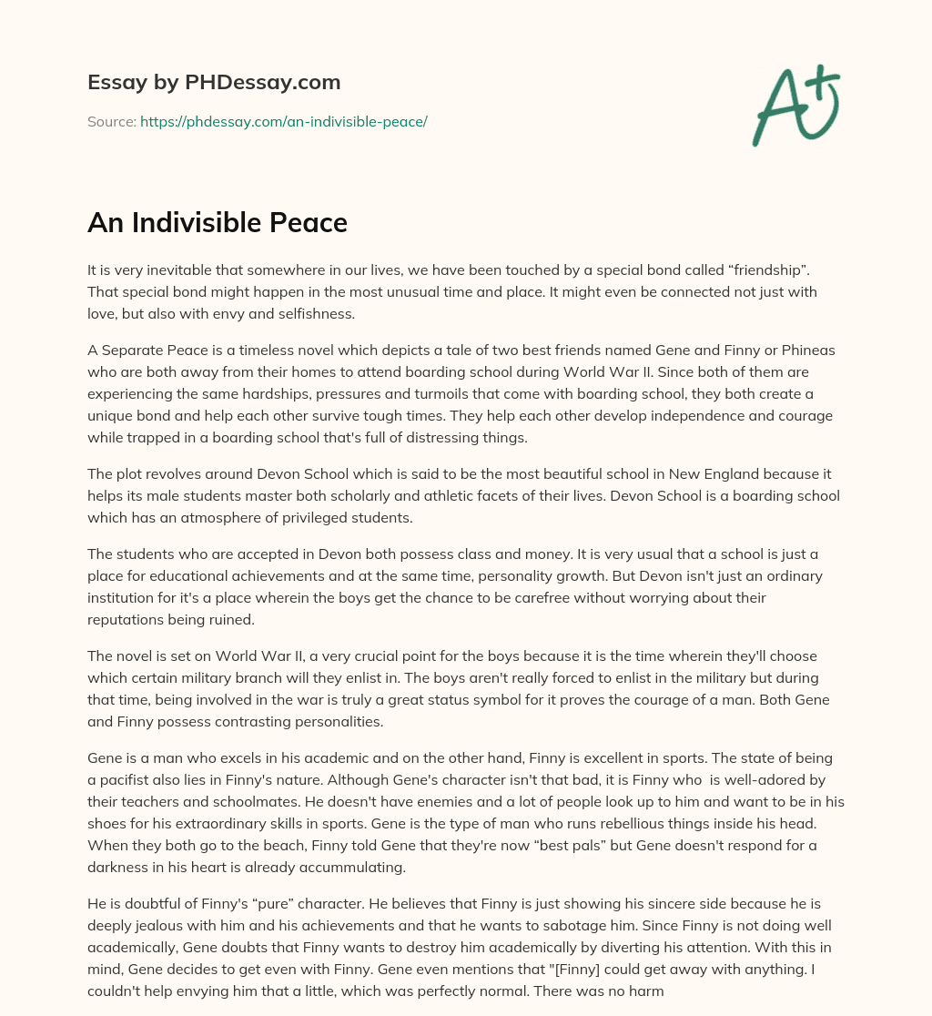An Indivisible Peace essay