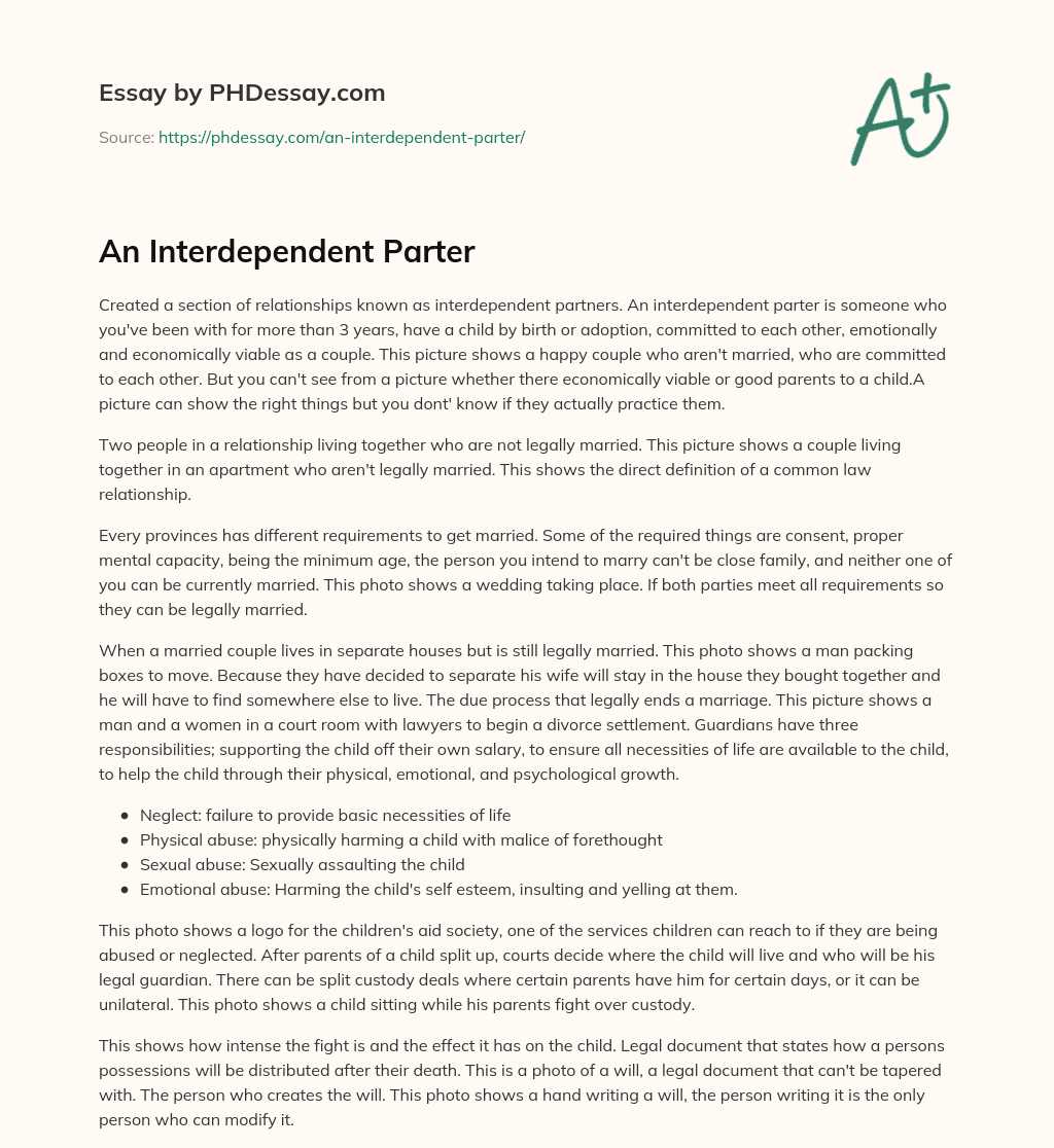 An Interdependent Parter essay