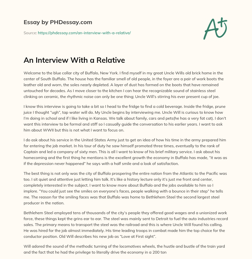 An Interview With a Relative essay