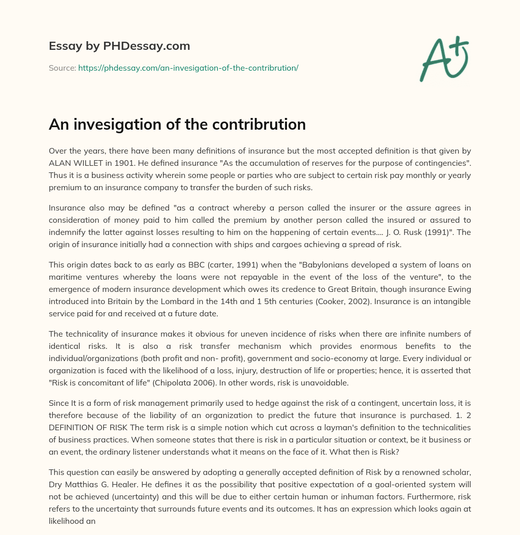 An invesigation of the contribrution essay
