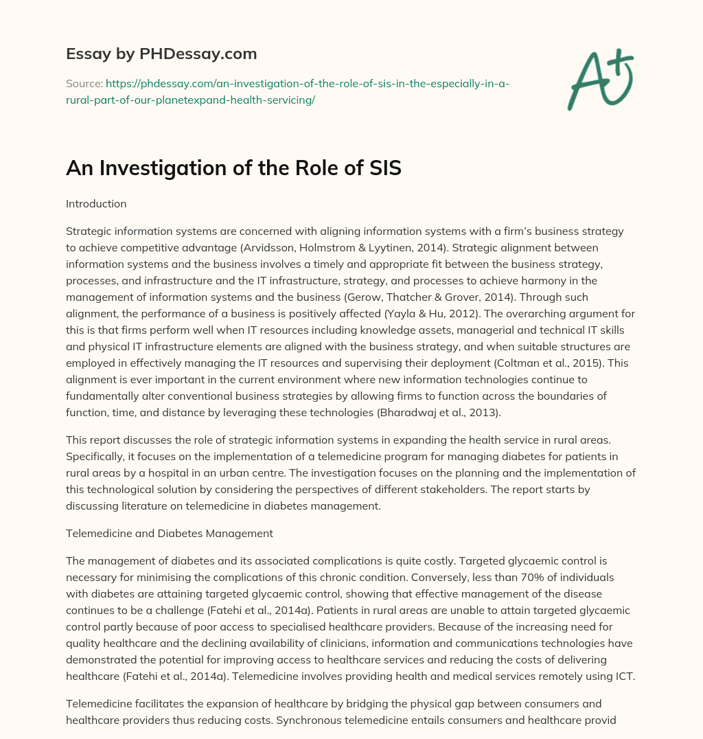 An Investigation of the Role of SIS essay