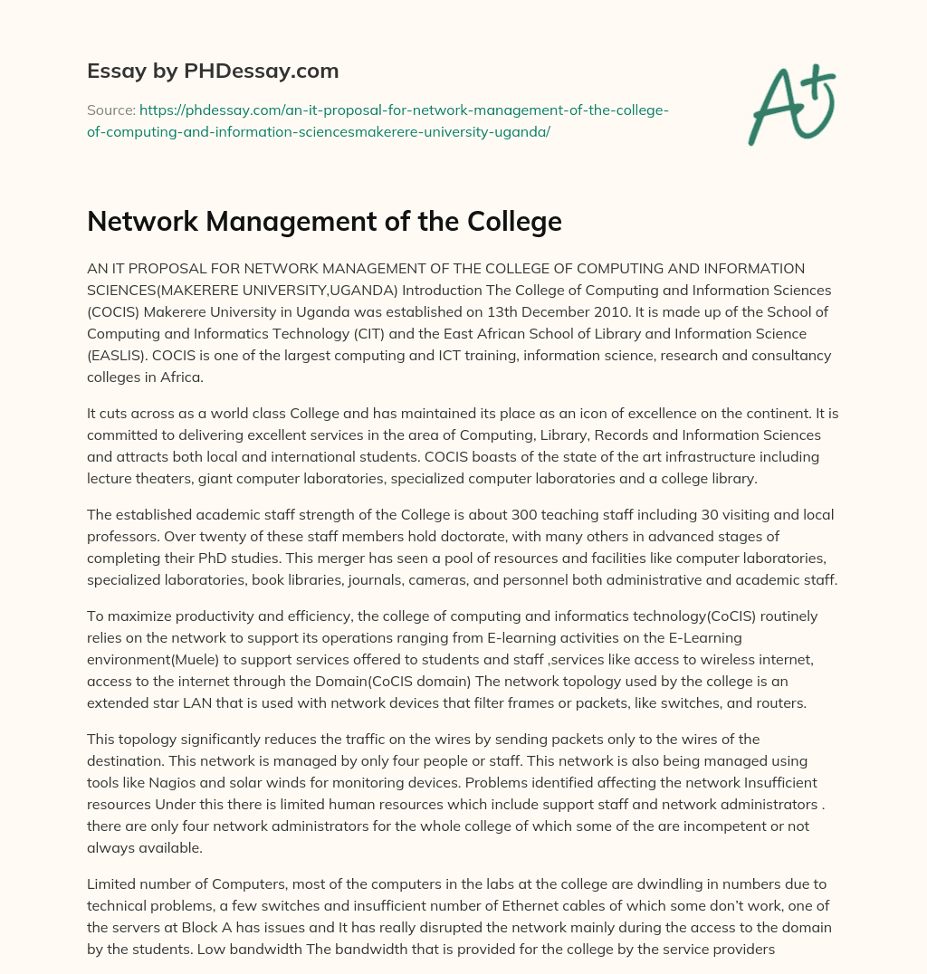 Network Management of the College essay