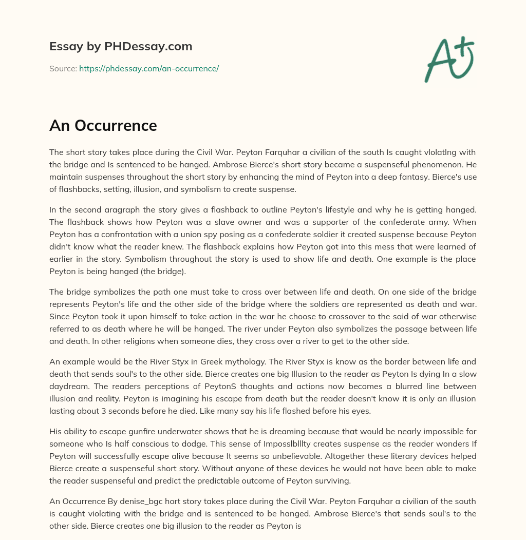 An Occurrence essay