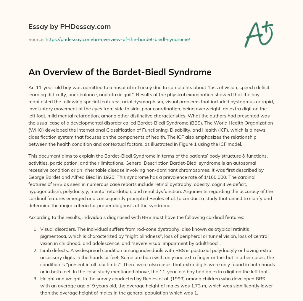An Overview of the Bardet-Biedl Syndrome essay