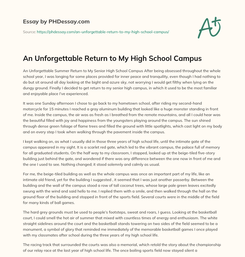 An Unforgettable Return to My High School Campus essay