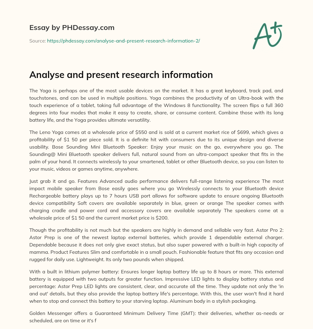 Analyse and present research information essay