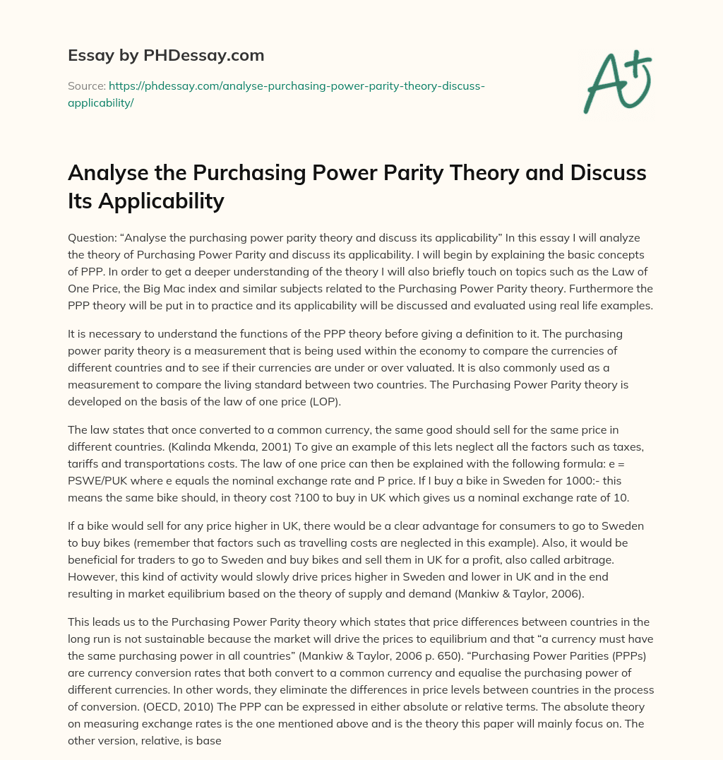 essay about purchasing power parity