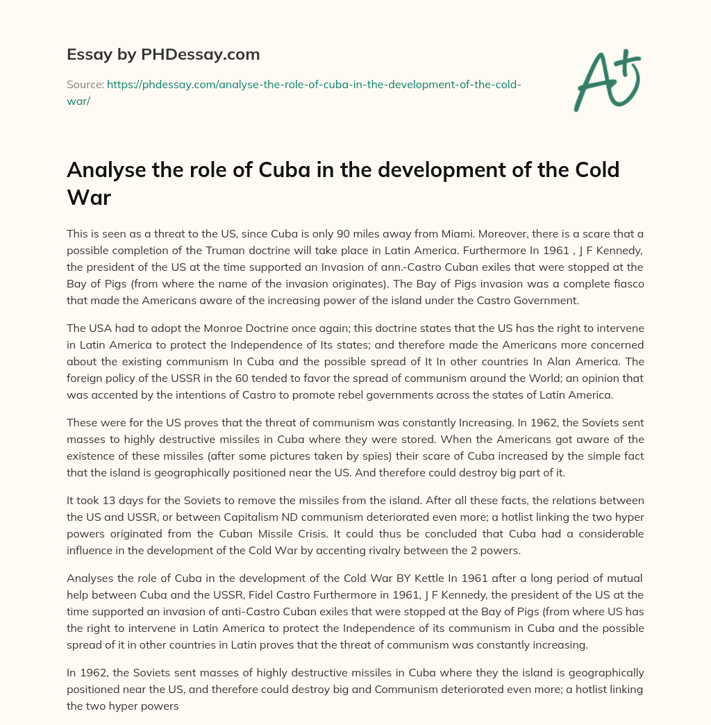 cuba and the cold war essay