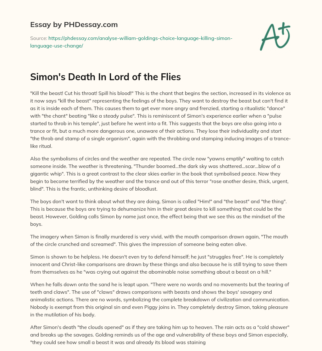 simon's death essay