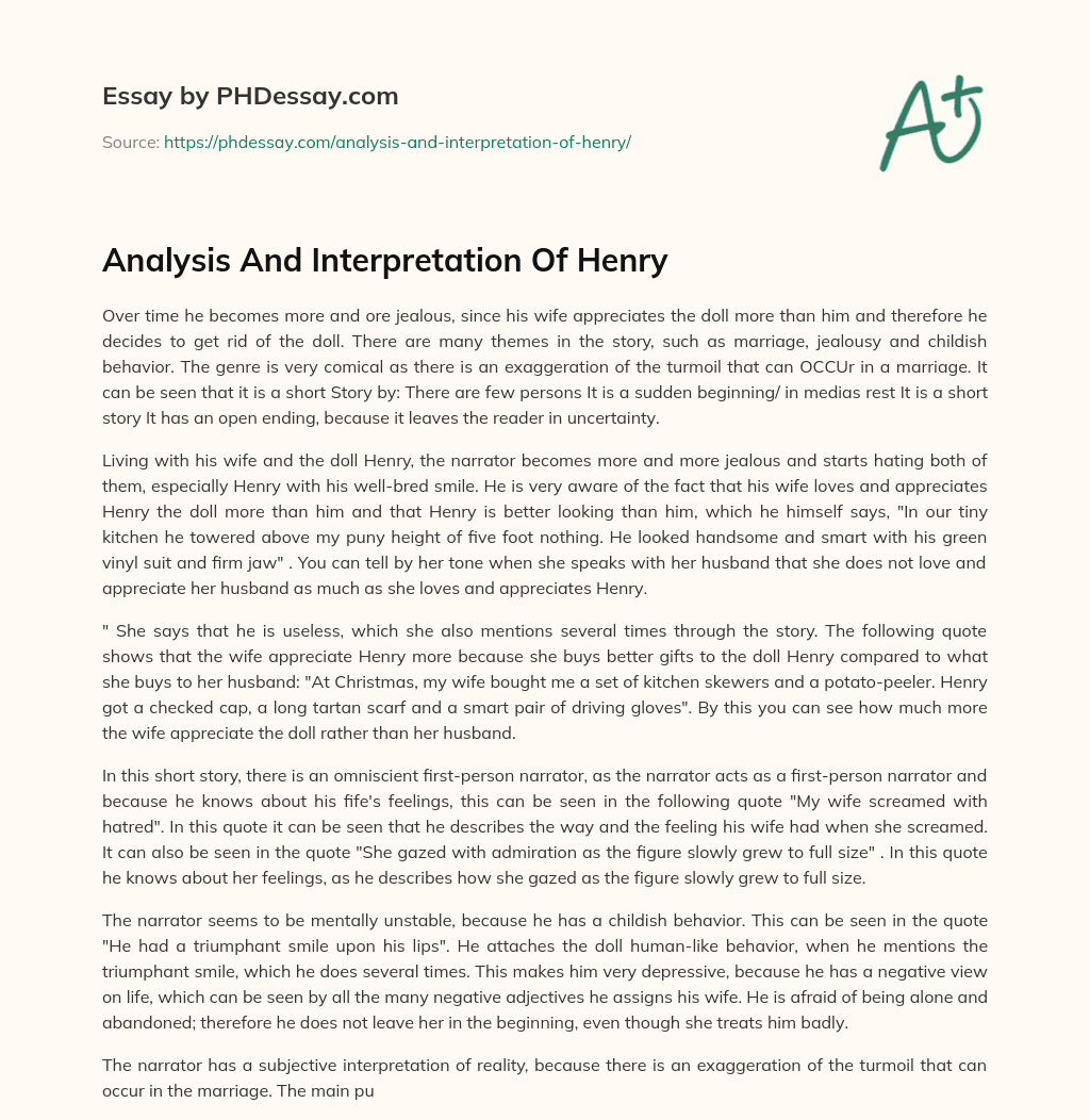 Analysis And Interpretation Of Henry essay