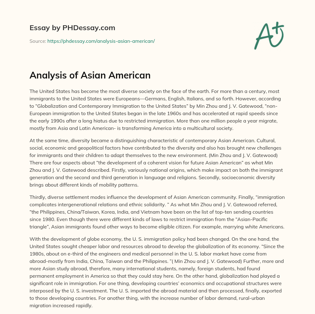 Analysis of Asian American essay