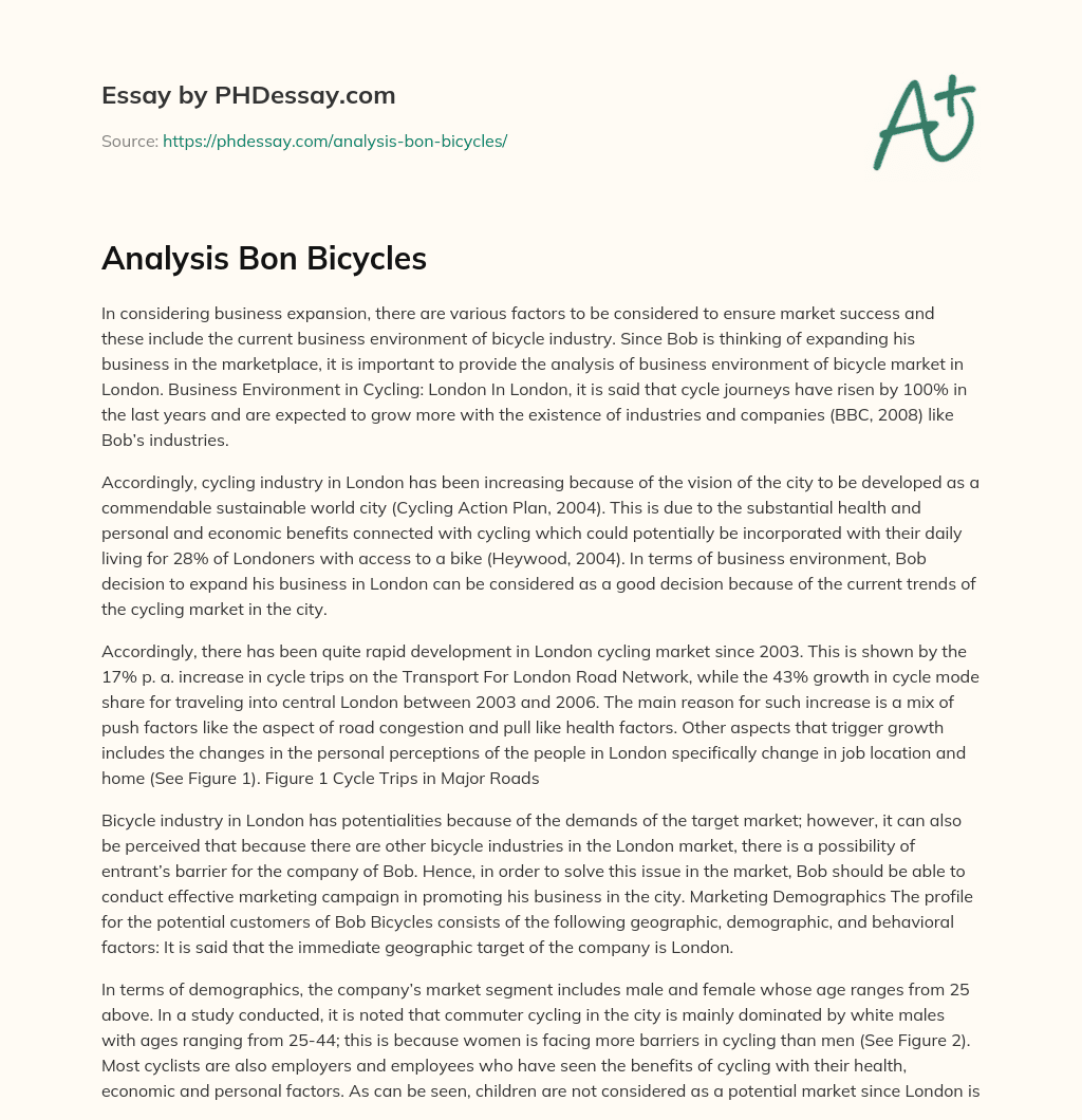 Analysis Bon Bicycles essay