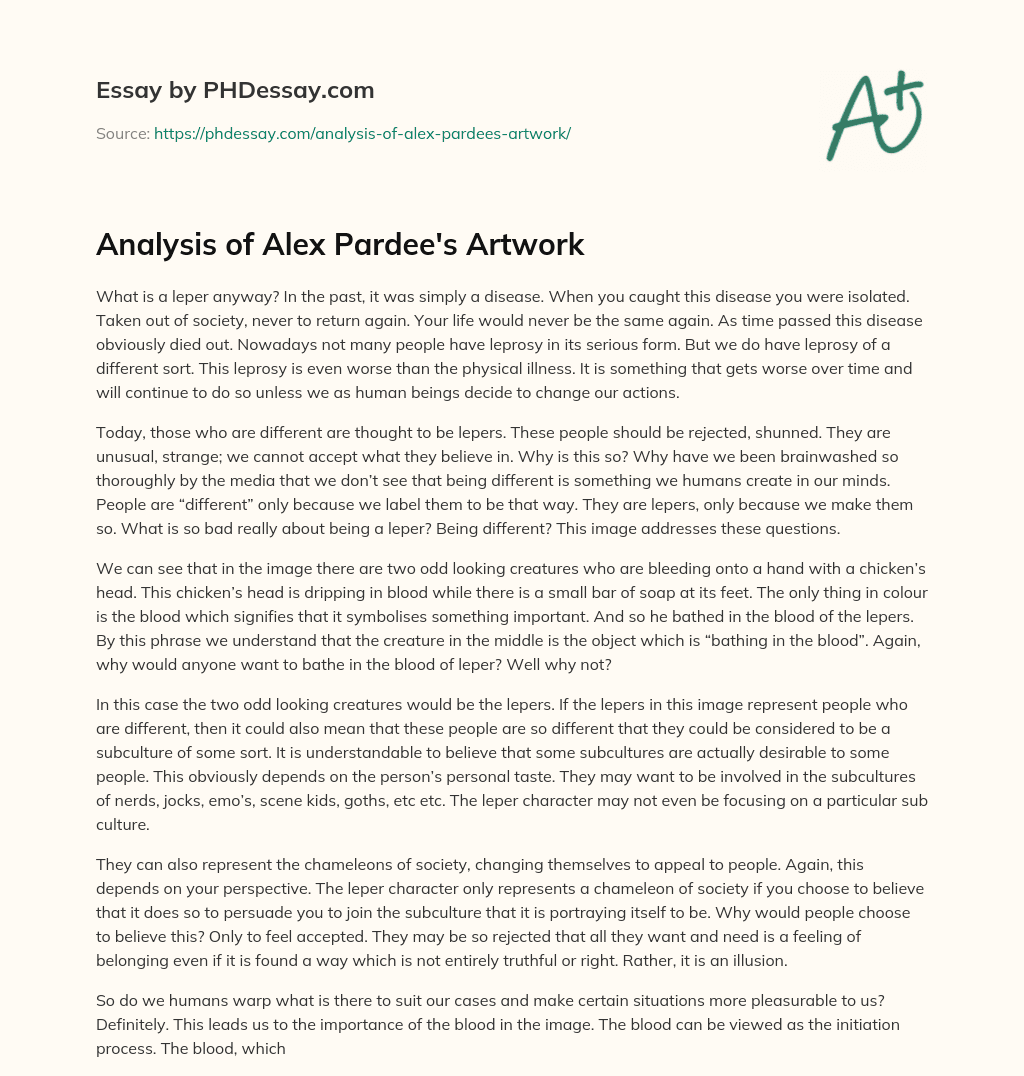 Analysis of Alex Pardee’s Artwork essay