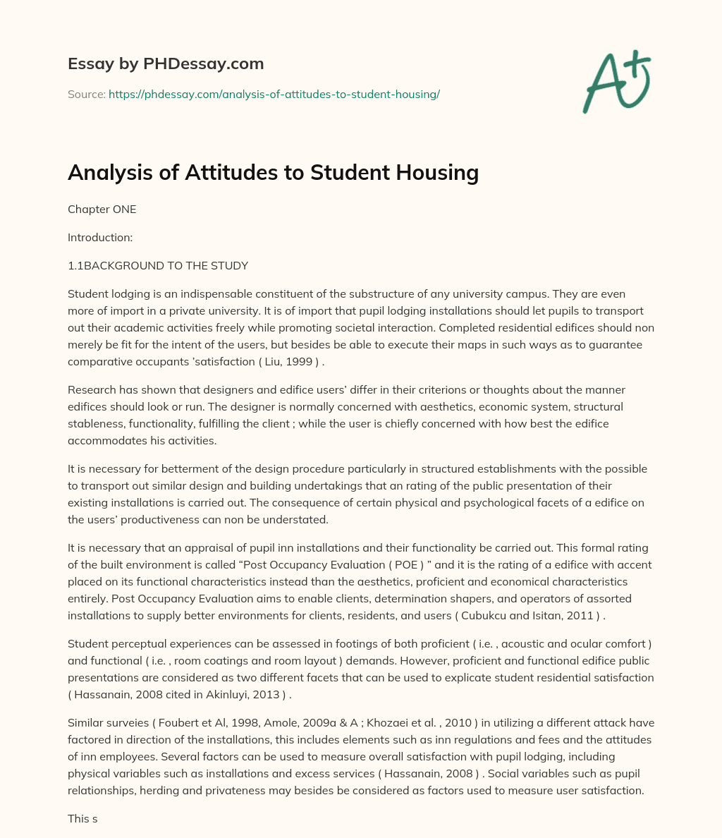 Analysis of Attitudes to Student Housing essay