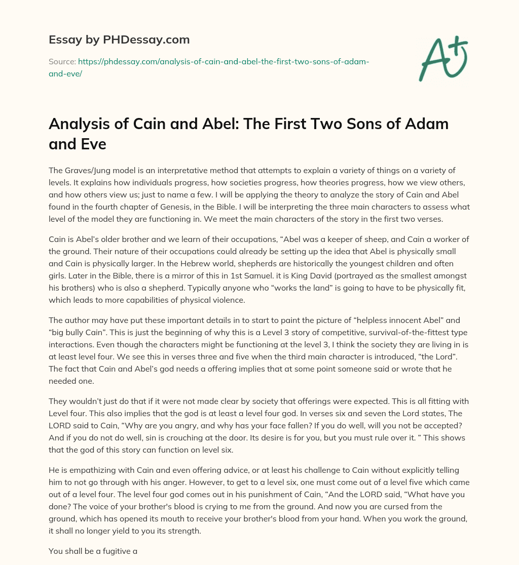 Analysis of Cain and Abel: The First Two Sons of Adam and Eve essay