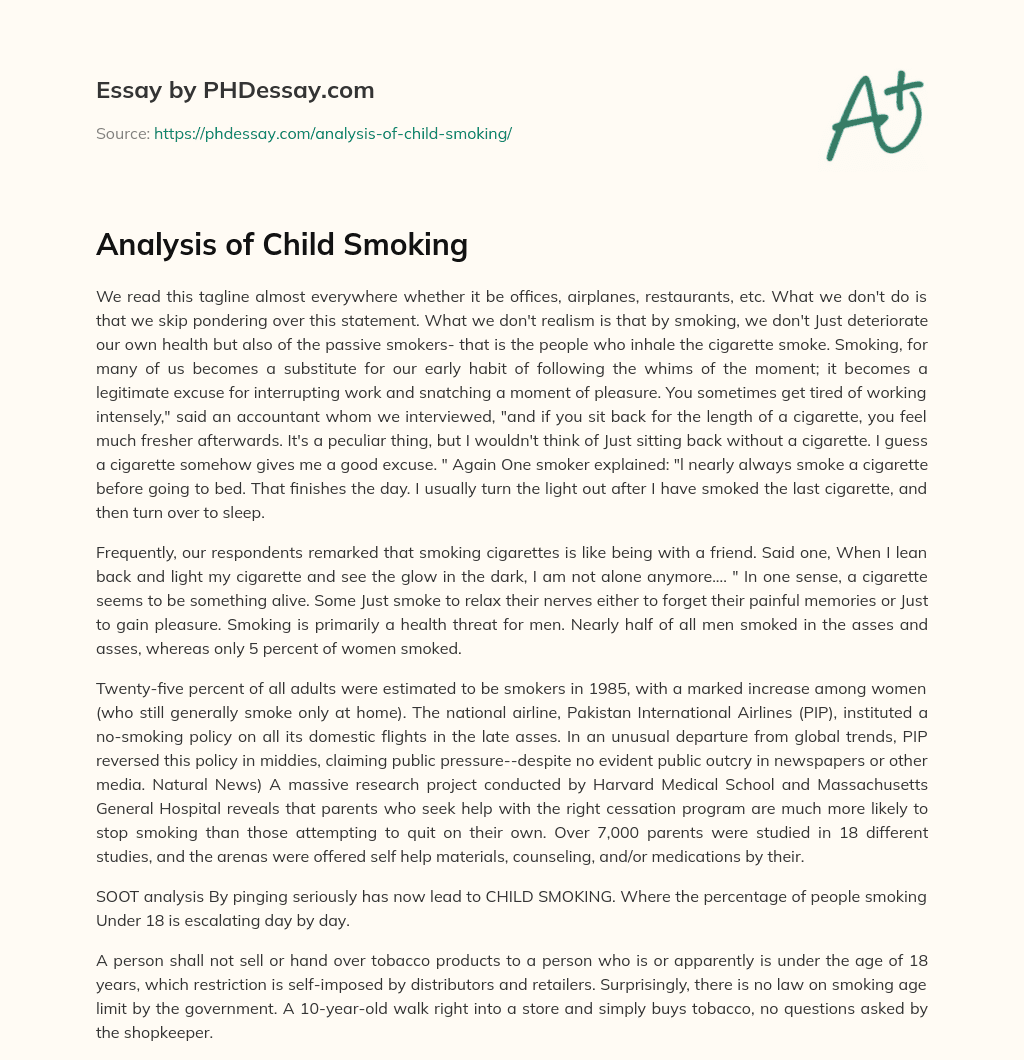 Analysis of Child Smoking essay
