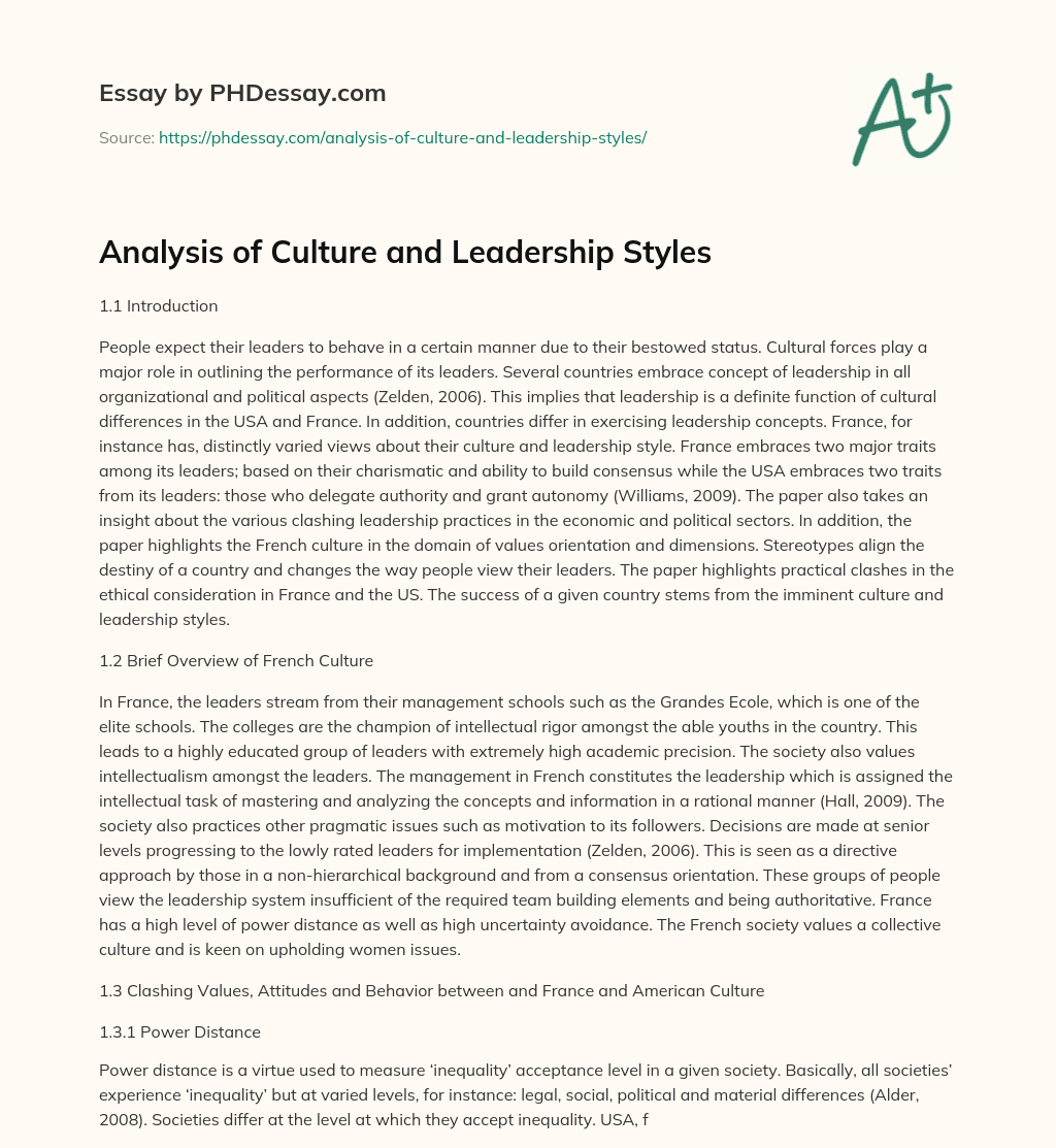 essay on leadership culture