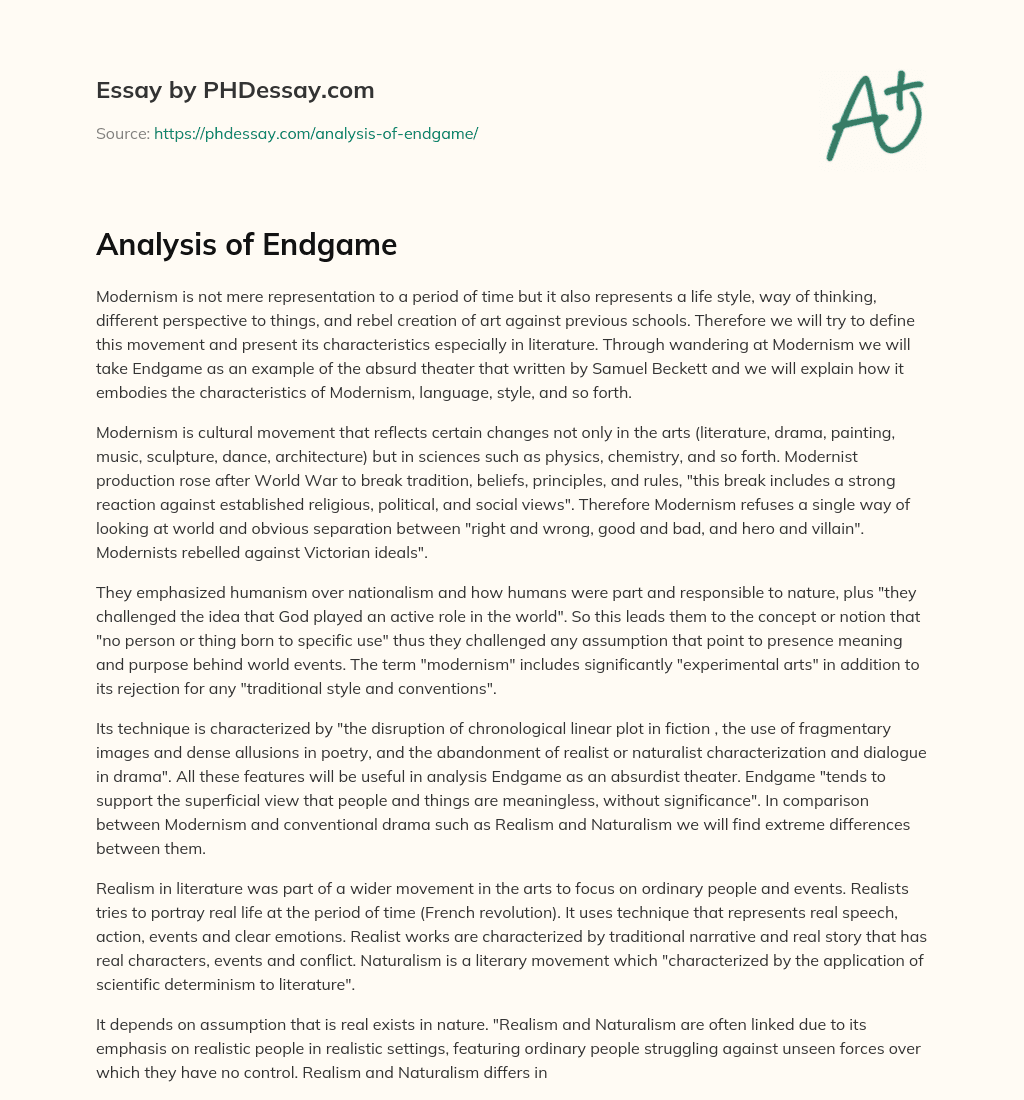 Analysis of Endgame essay