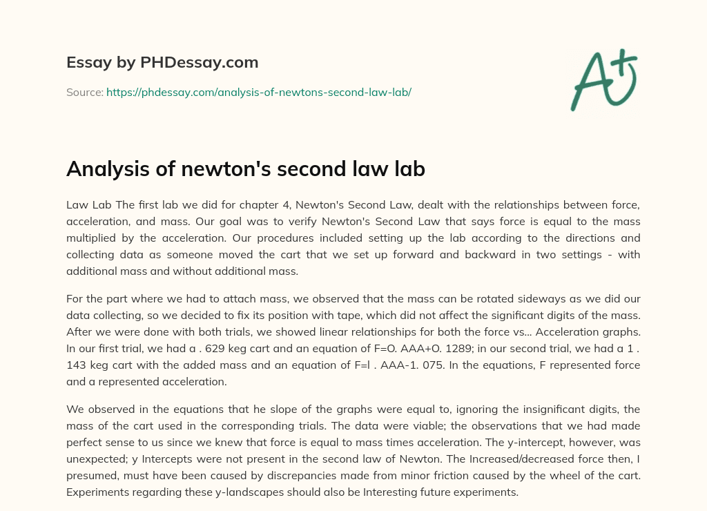 Analysis of newton’s second law lab essay