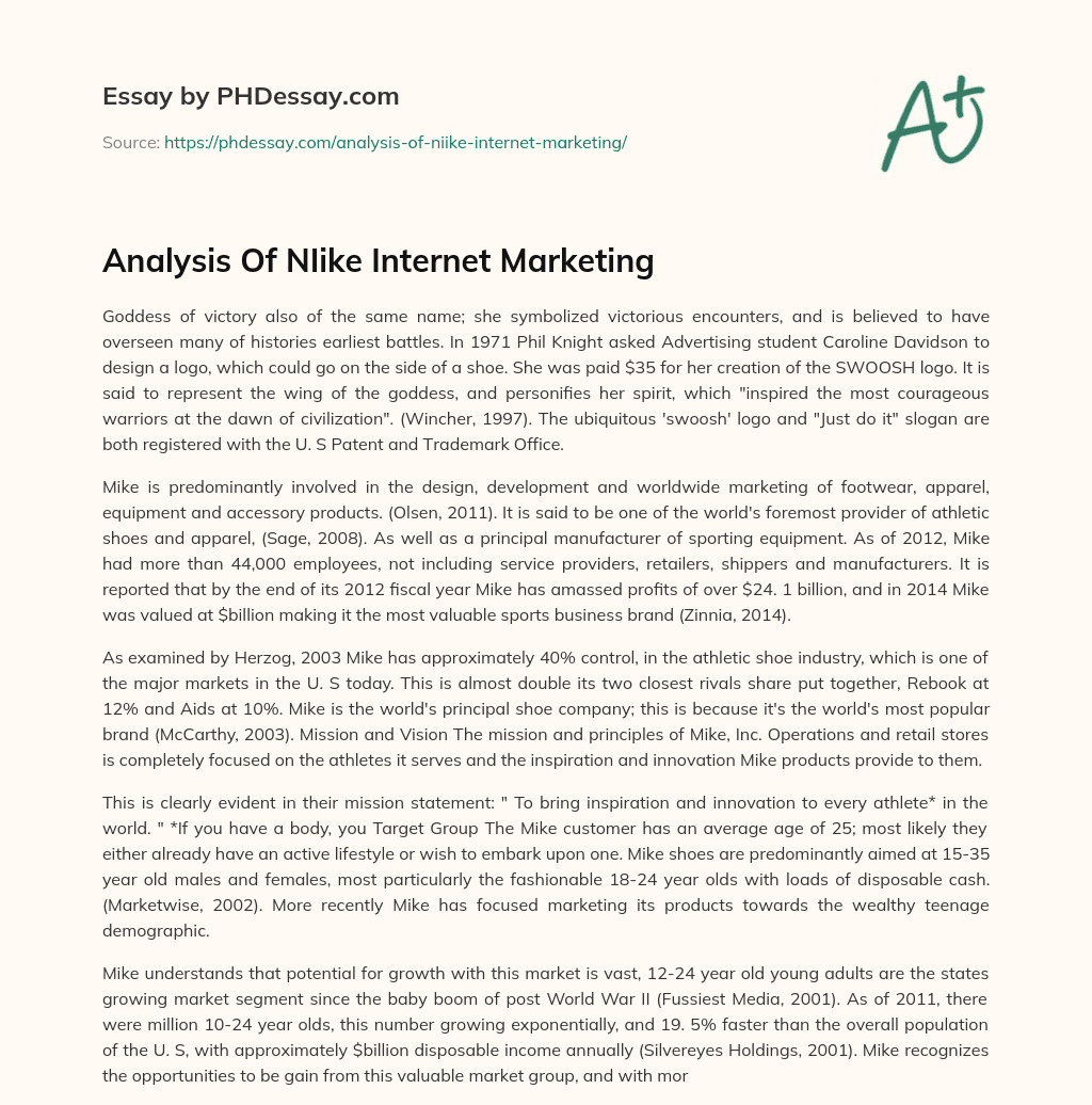 Analysis Of NIike Internet Marketing essay