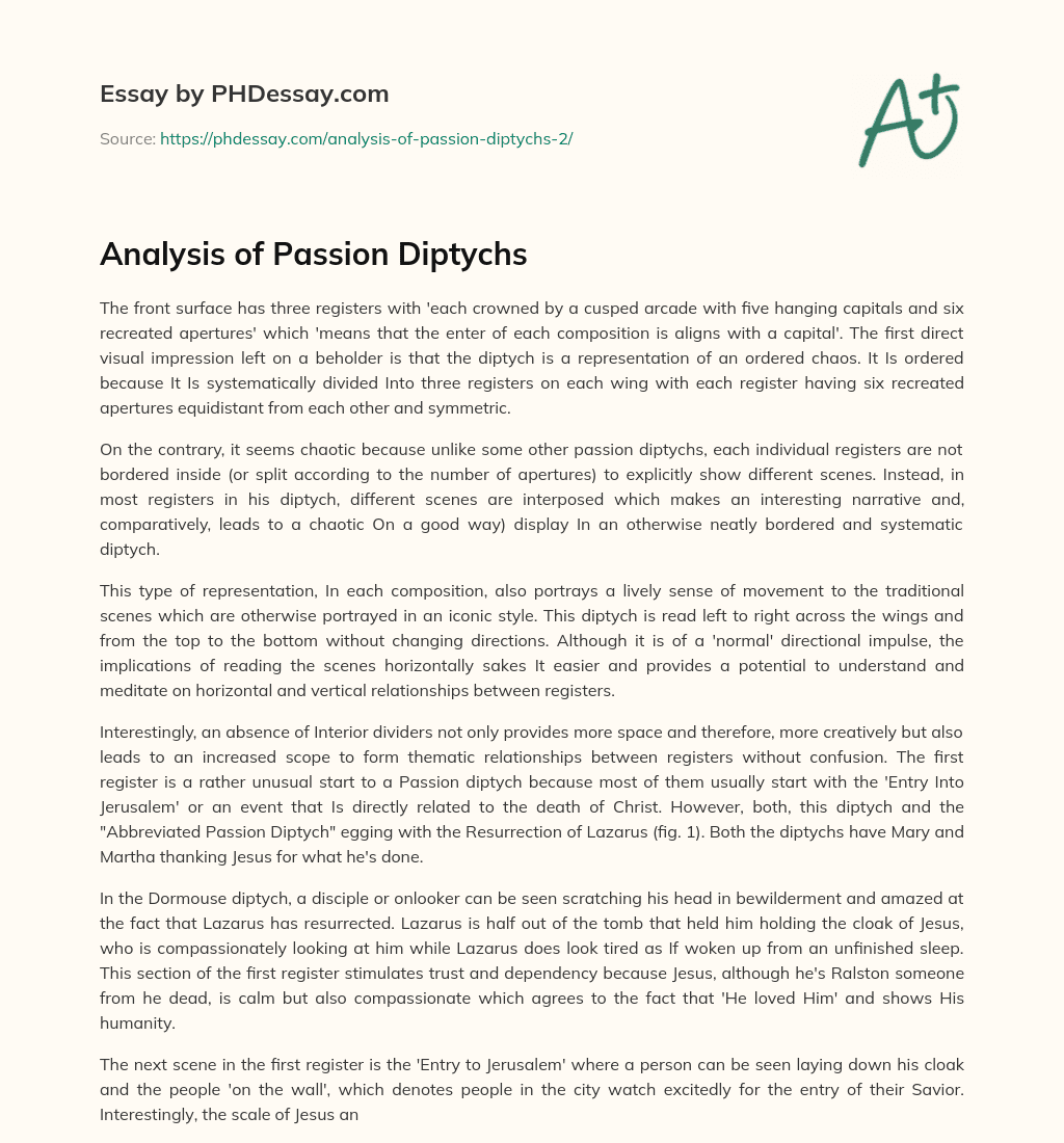 Analysis of Passion Diptychs essay