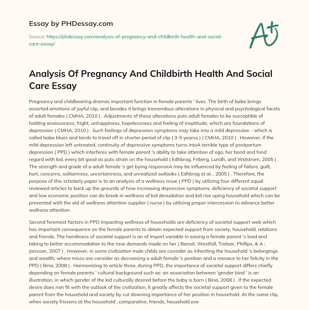 Analysis Of Pregnancy And Childbirth Health And Social Care Essay essay