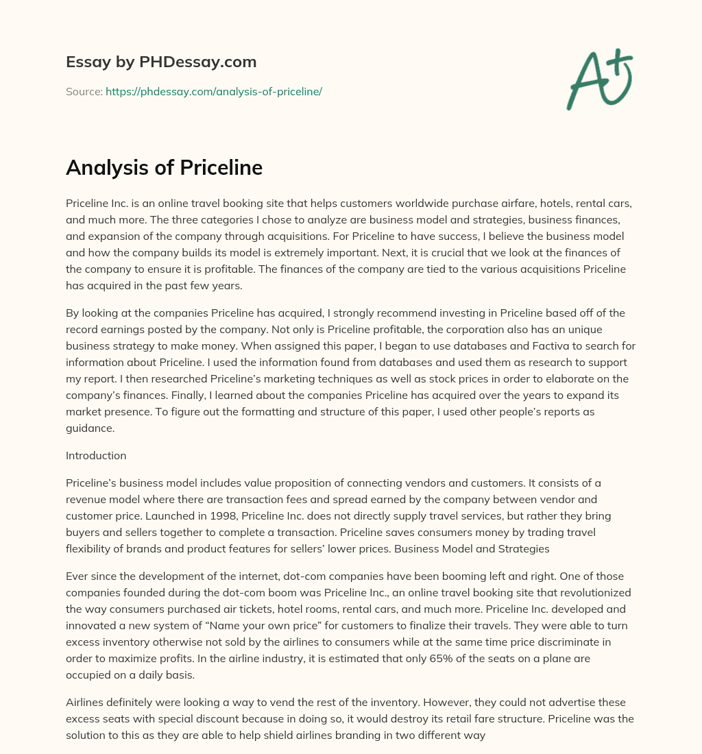 Analysis of Priceline essay
