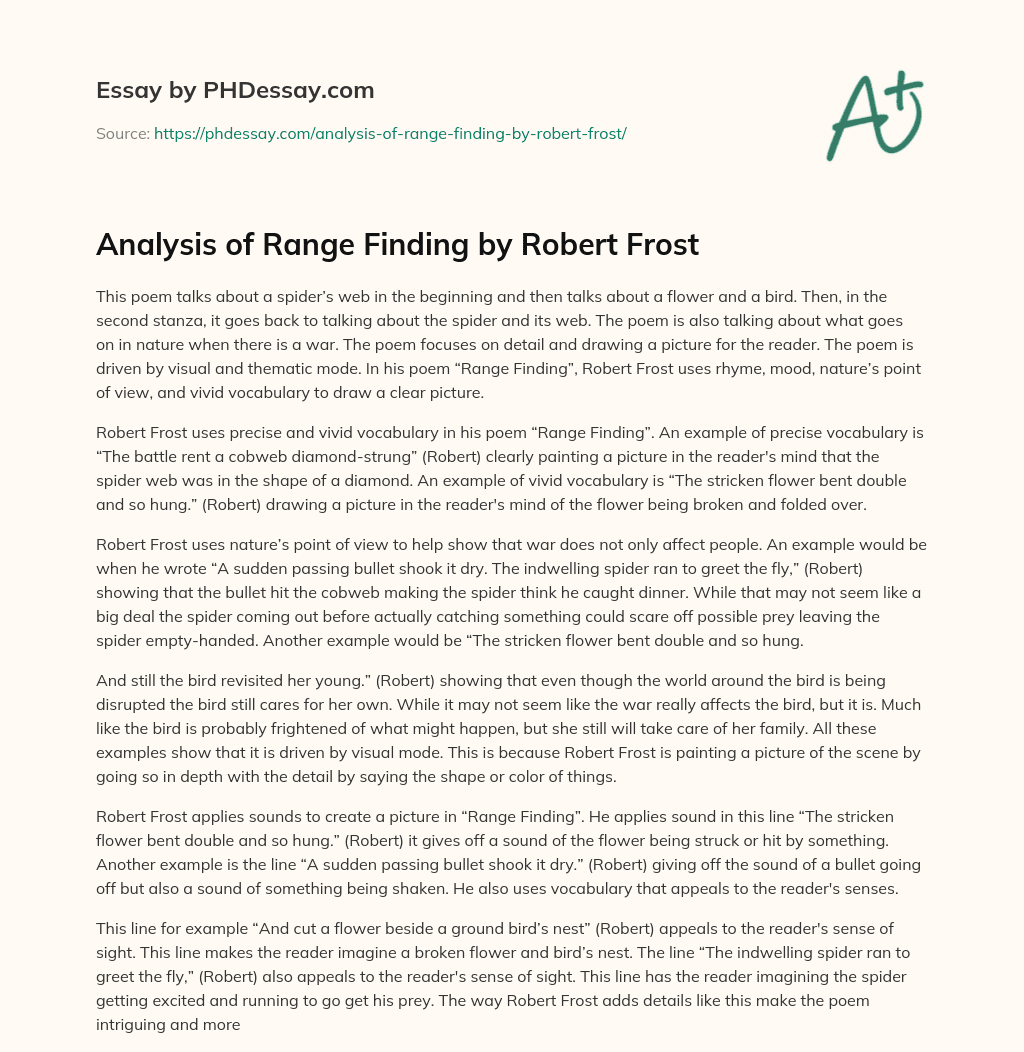 Analysis of Range Finding by Robert Frost