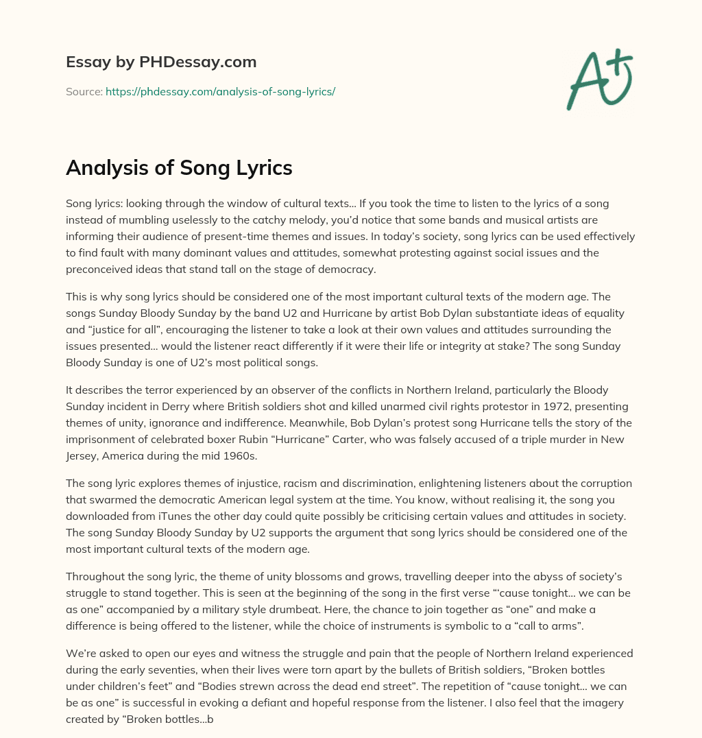 research paper song analysis