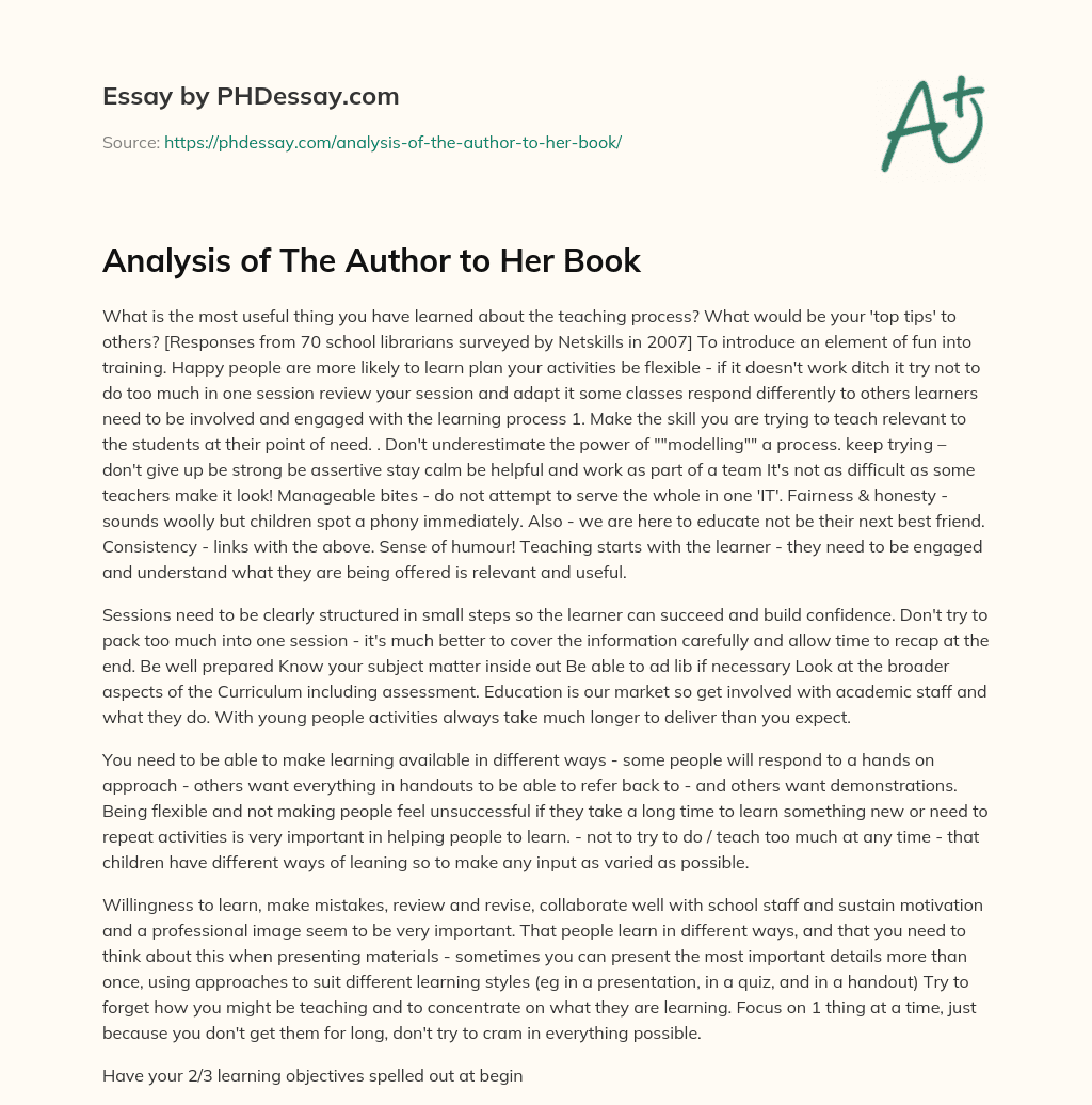 Analysis of The Author to Her Book essay