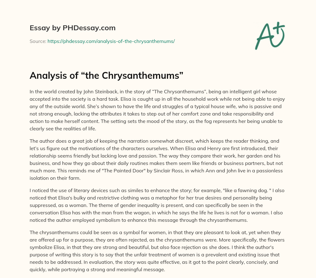 Analysis of “the Chrysanthemums” essay
