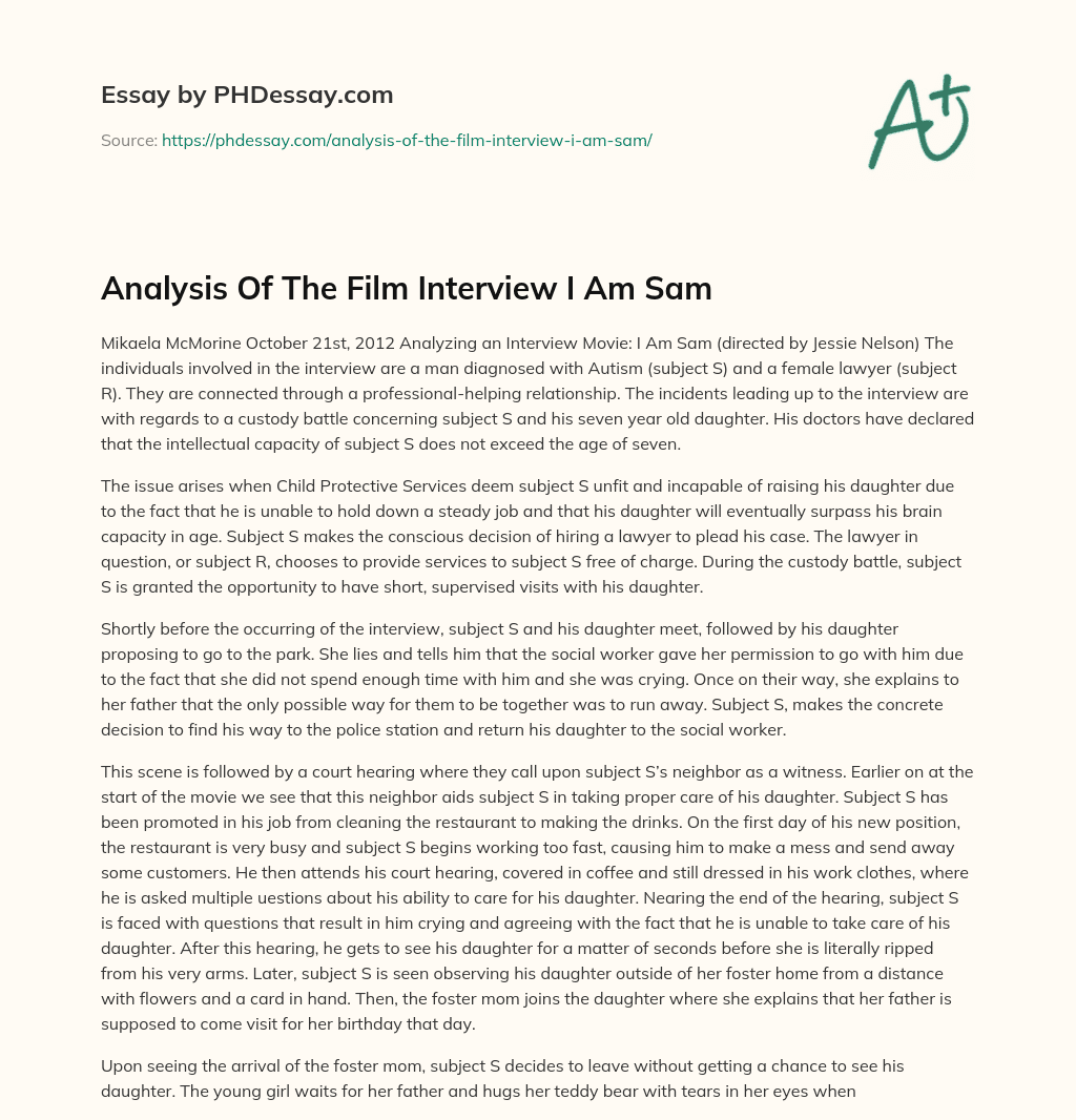 Analysis Of The Film Interview I Am Sam essay