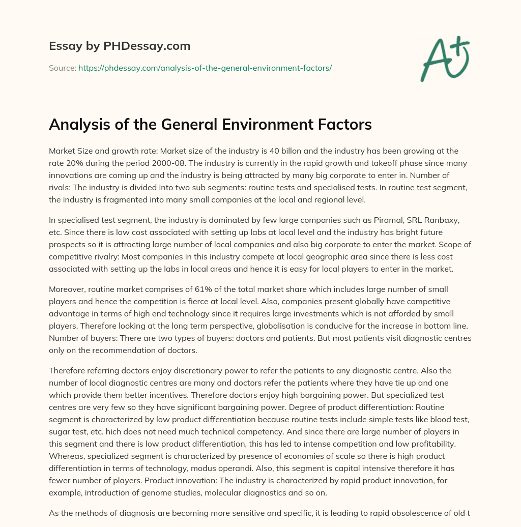 Analysis of the General Environment Factors essay