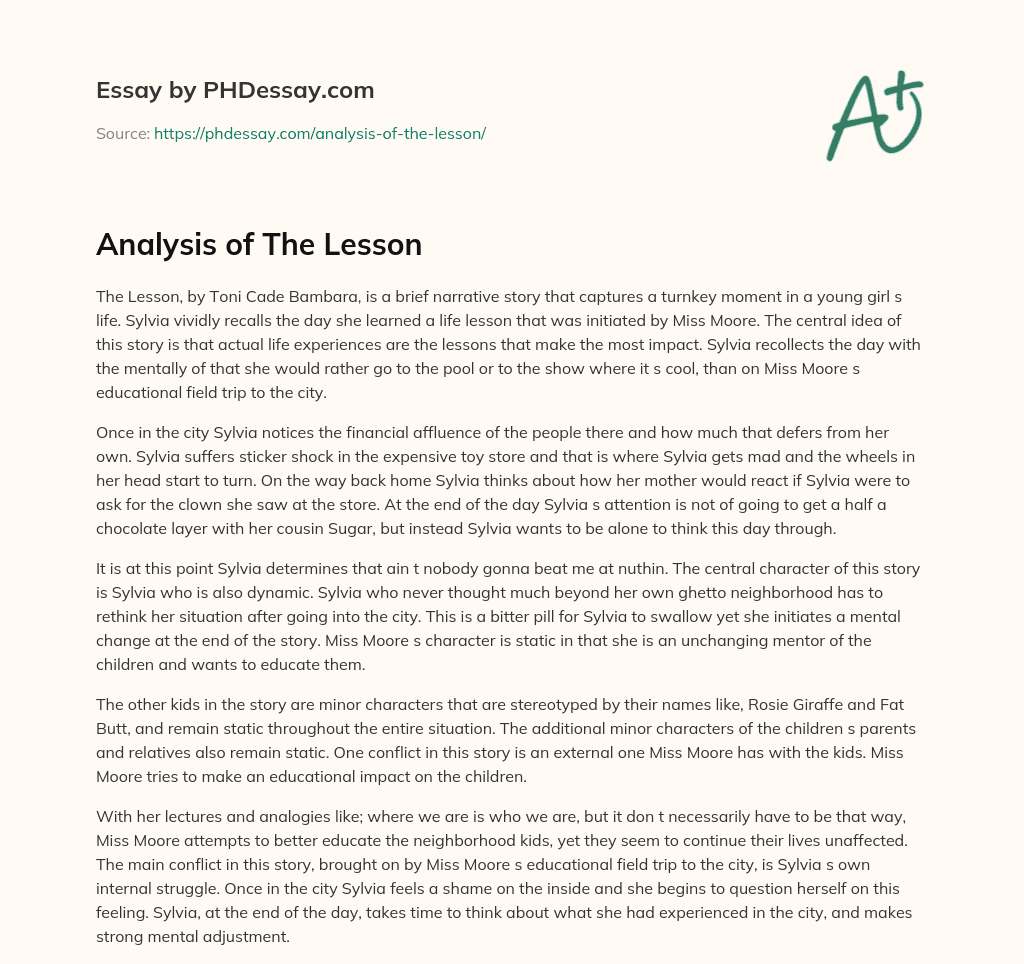 Analysis of The Lesson essay