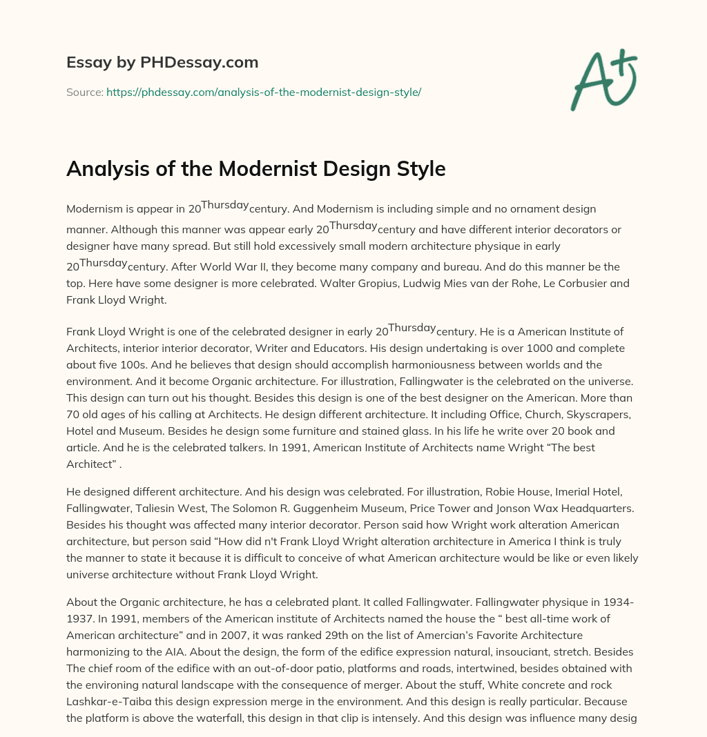 Analysis of the Modernist Design Style essay