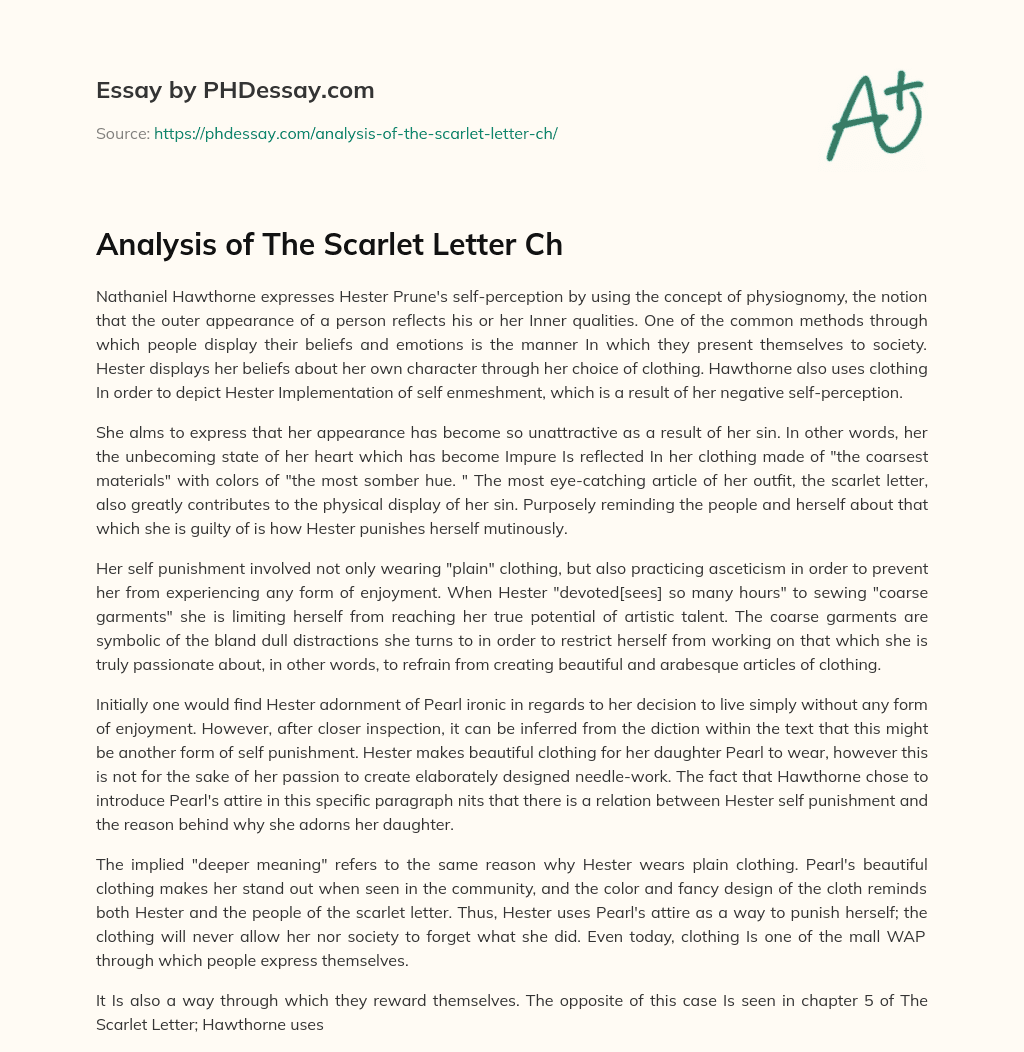 Analysis of The Scarlet Letter Ch essay