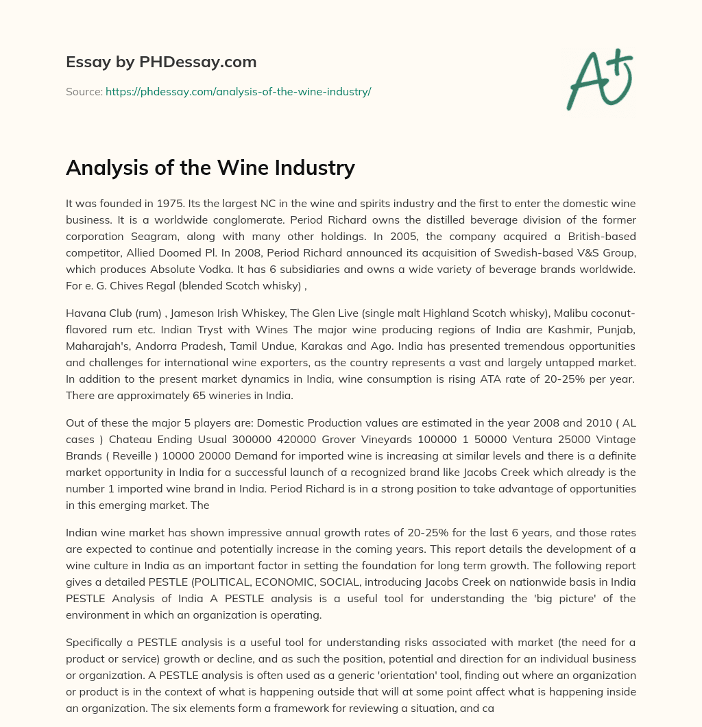 Analysis of the Wine Industry essay
