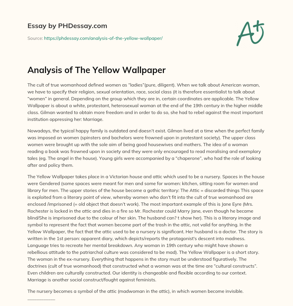 thesis statement analyzing the yellow wallpaper