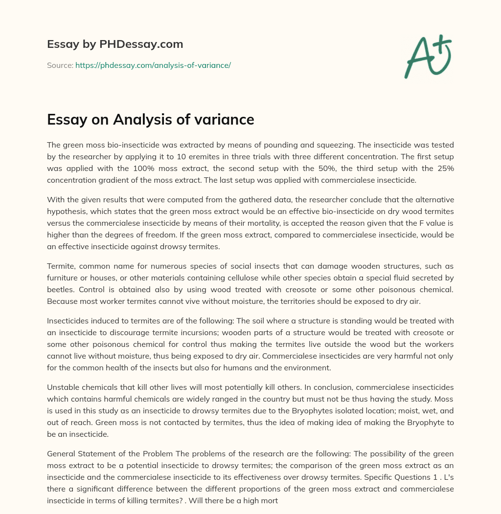 Essay on Analysis of variance essay