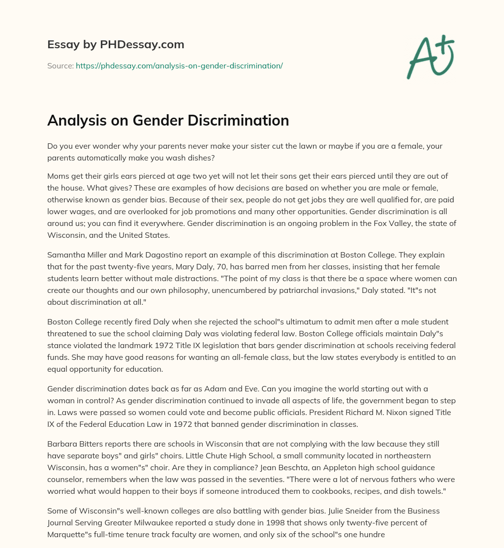 qualitative research title about gender discrimination