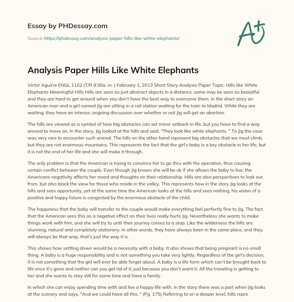 research paper on hills like white elephants