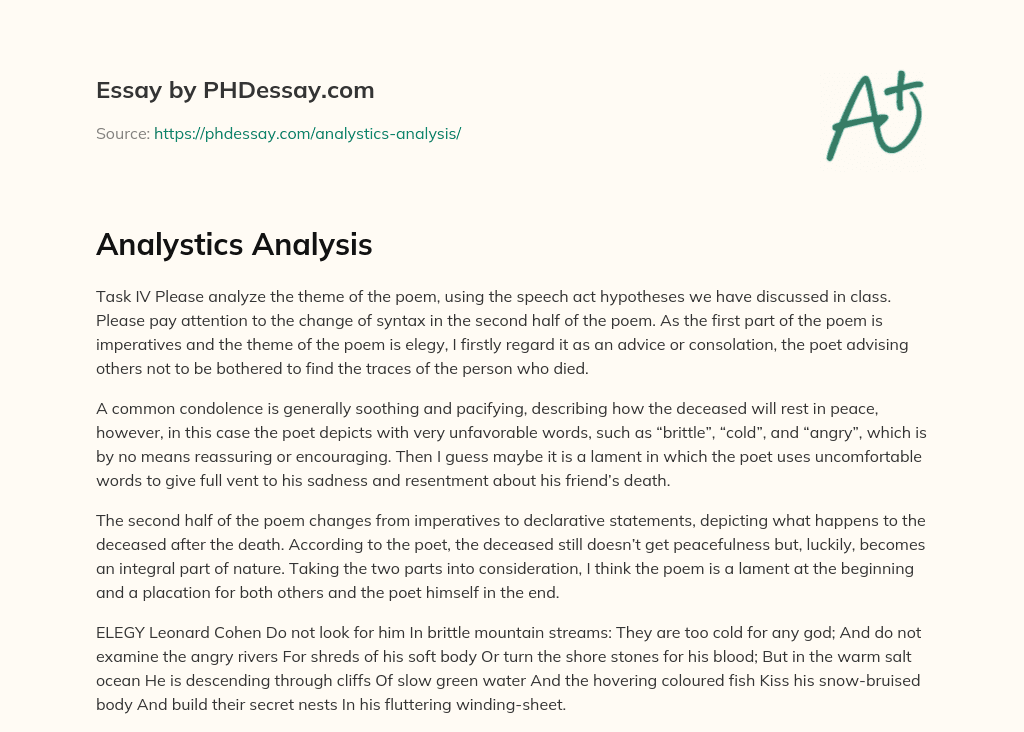Analystics Analysis essay