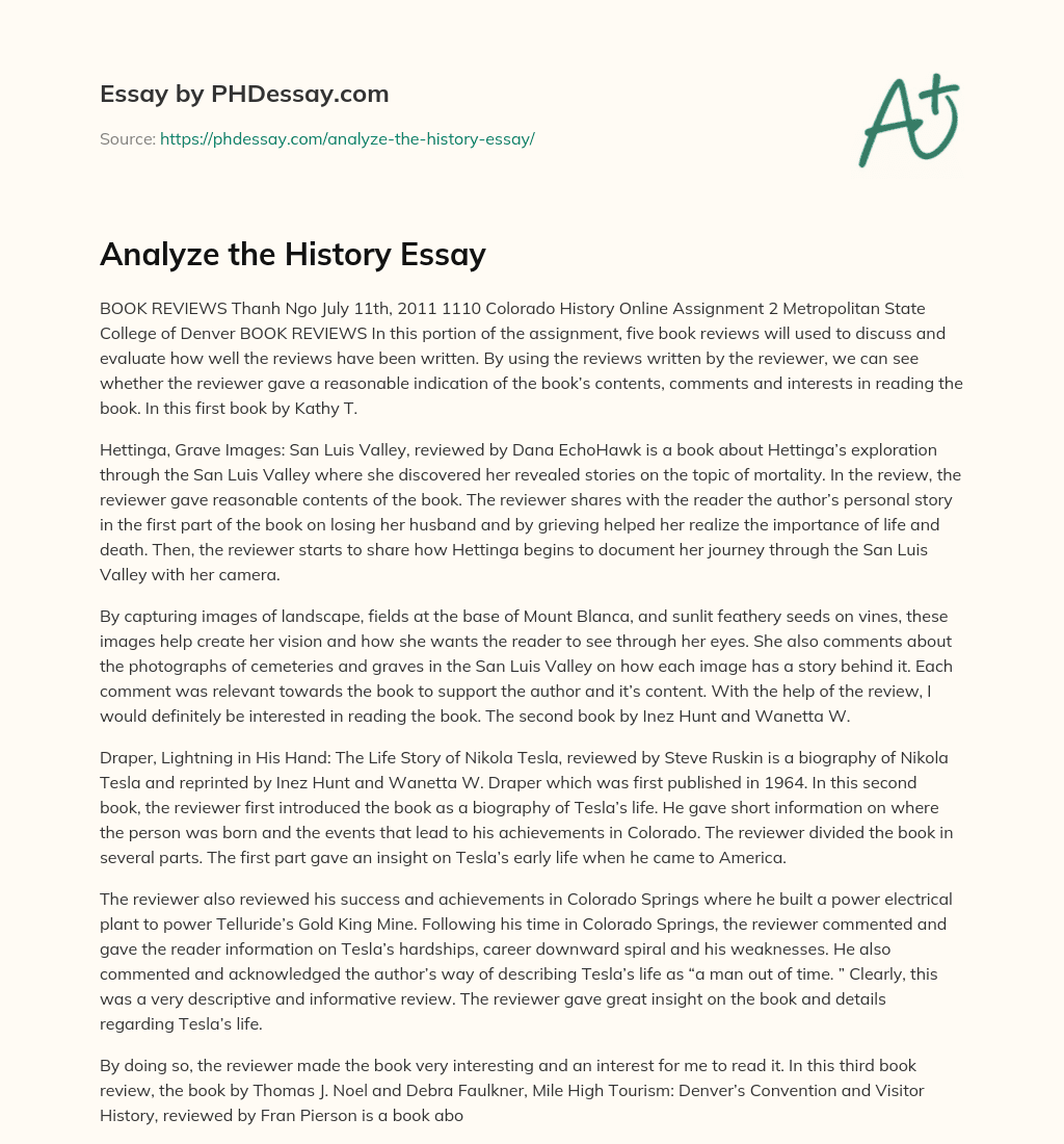 Analysis of Book Reviews: Evaluating the Quality of Reviews essay