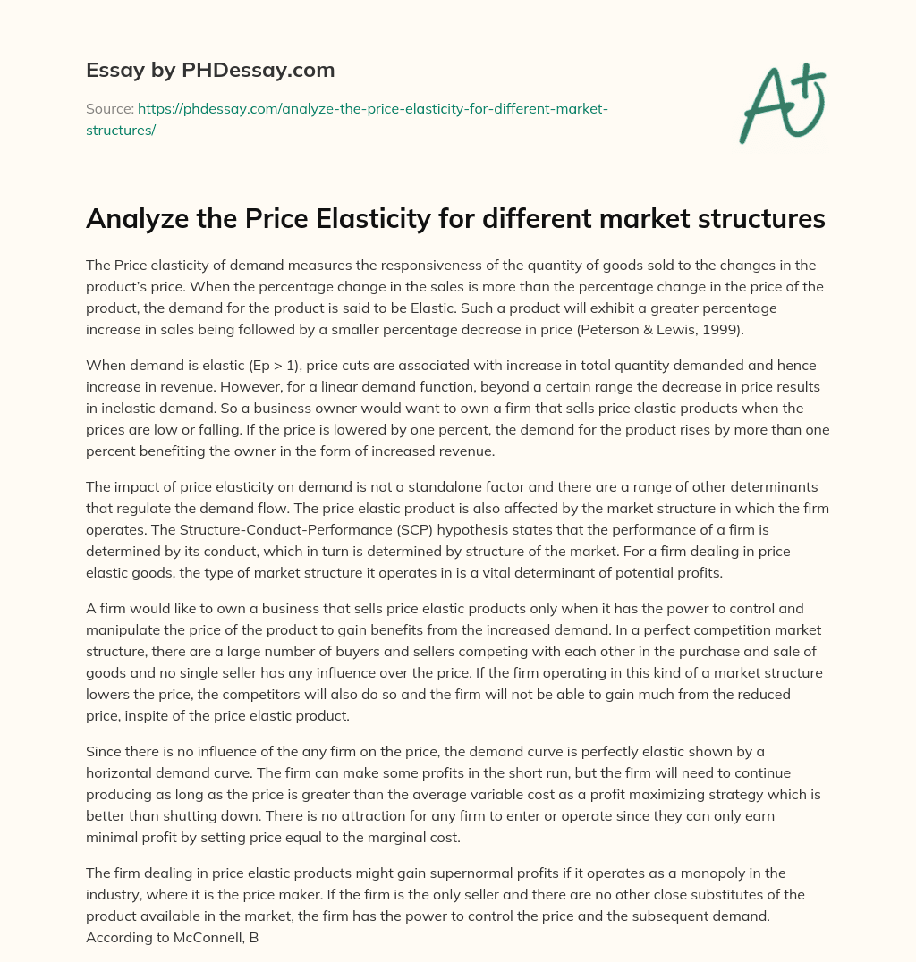 Price Elasticity of Demand and Its Impact on Business Profitability essay