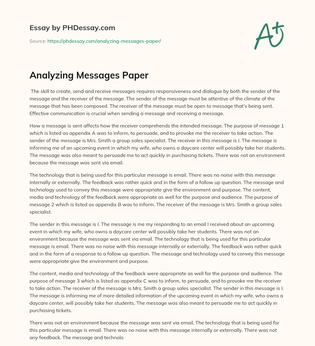 Analyzing Messages Paper essay