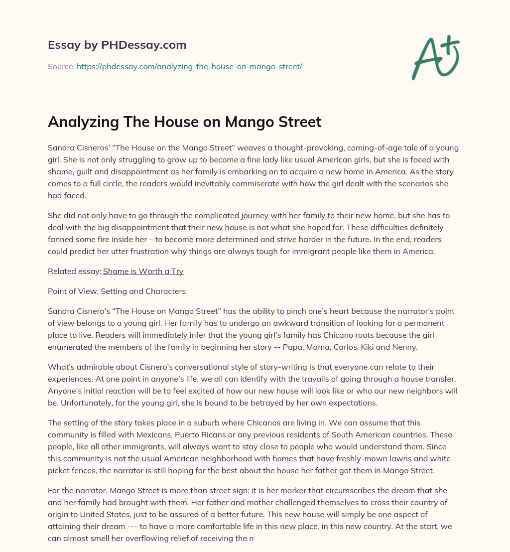 Analyzing The House on Mango Street essay