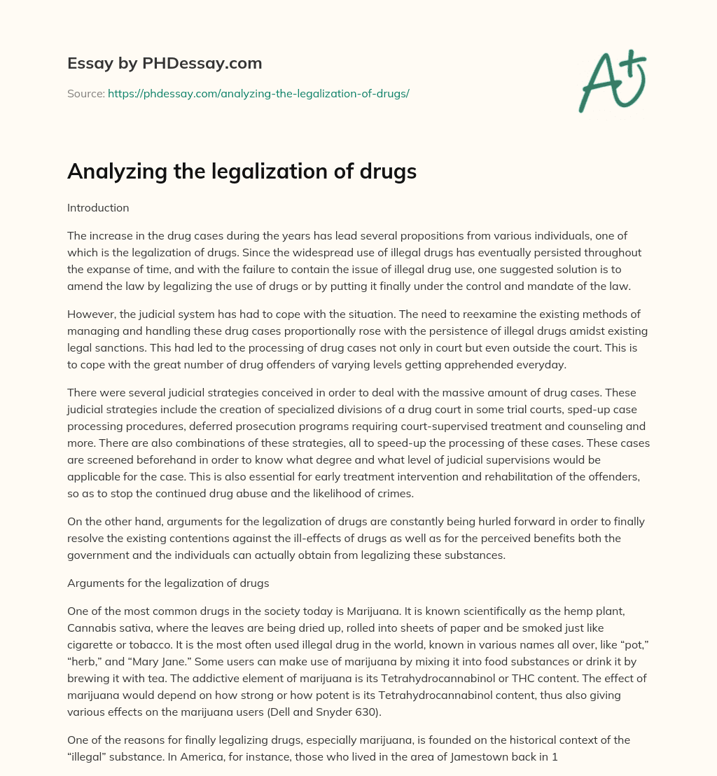 Analyzing the legalization of drugs essay