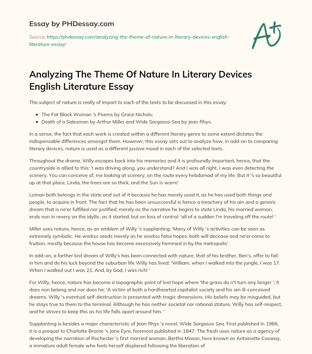 Analyzing The Theme Of Nature In Literary Devices English Literature Essay essay