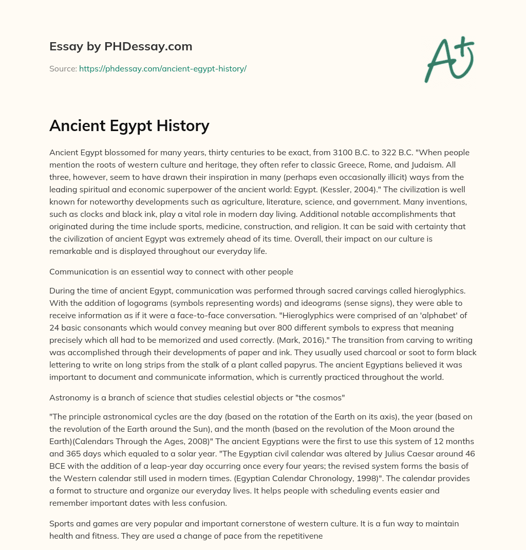 how to start an essay about ancient egypt