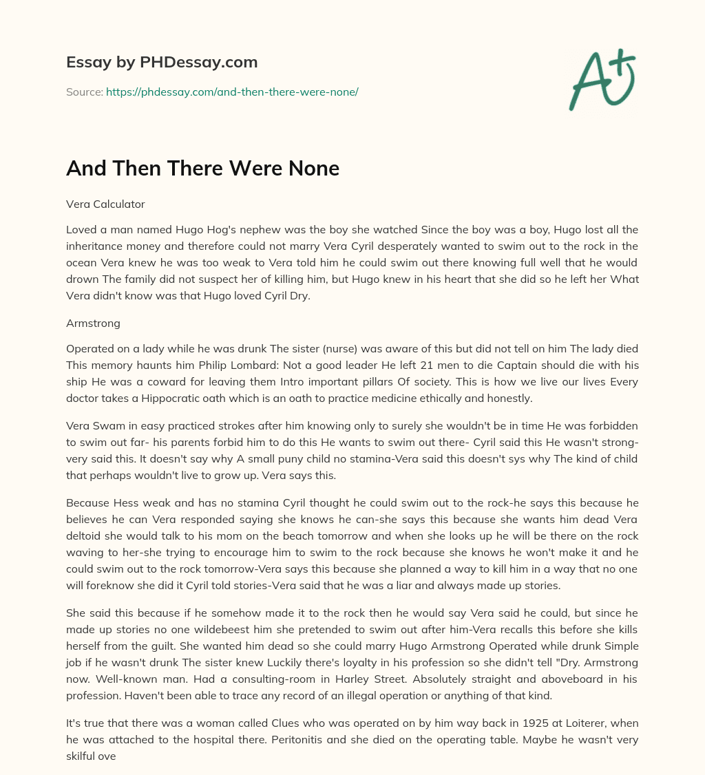 And Then There Were None essay